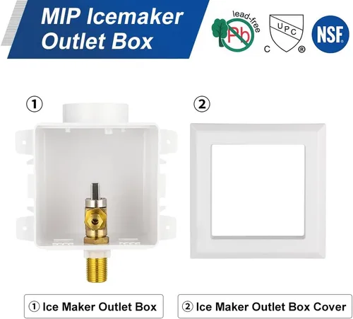 Vista 5 de EFIELD Caja universal para máquina de hielo, entrada MIP de soldadura de 1/2 pulgada con válvula de bola de 1/4 de vuelta instalada, (IM028)