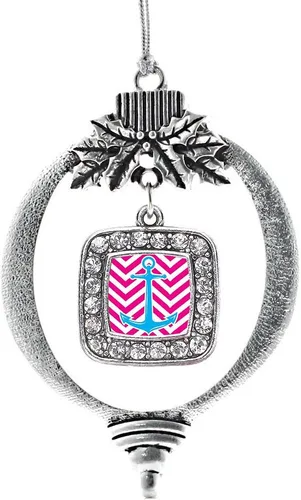 Vista 205 de Inspired Silver - Adorno de flor de iris - Adornos navideños con dije cuadrado de plata con joyas de circonita cúbica