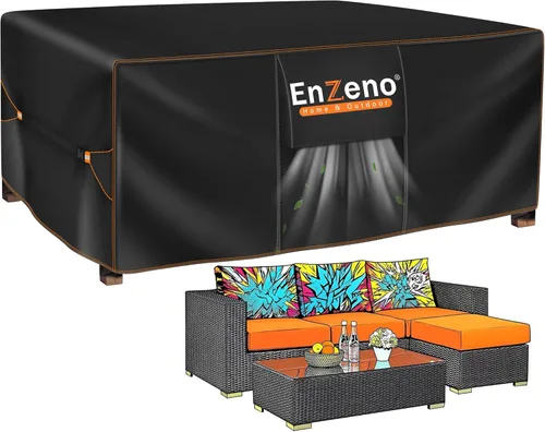 Vista 12 de Enzeno Juego de funda para muebles de patio, juego de fundas impermeables para sofá seccional al aire libre, juego de sillas para mesa de comedor