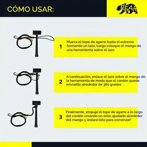 Vista 5 de BearTOOLS Cordón para herramientas con mosquetón individual y extremo de bucle ajustable, longitud estándar, límite de peso máximo de 17.6 lbs/17.6