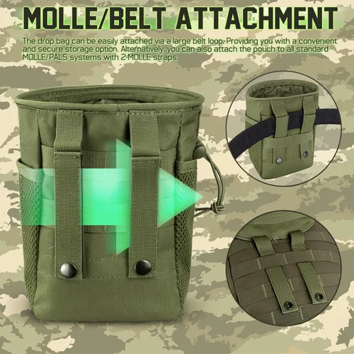 Vista 7 de LIVANS Bolso Táctico Molle, Bolsa de Recuperación de Cargadores con Cordón, Bolsa de Municiones para Cinturón, Bolsa Fanny Ajustable, Bolsa