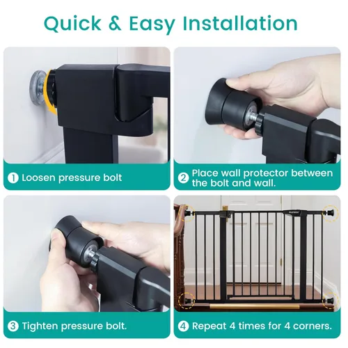 Vista 8 de Mumeasy Paquete de 4 extensores protectores de pared para puerta de bebé, kit de extensión de puerta de seguridad montado a presión de 0.78 a 3.96