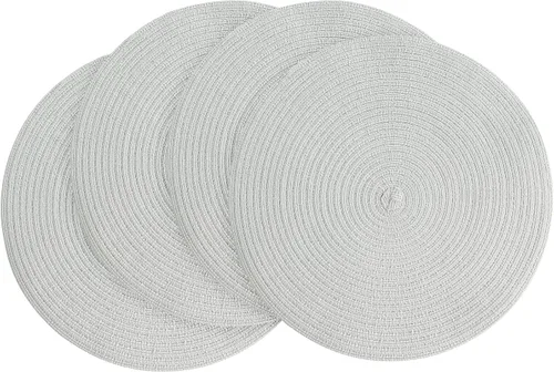 Vista 7 de Floroom Juego de 4 manteles individuales redondos trenzados de 15 pulgadas, lavables, resistentes al calor, de algodón, poliéster, para mesa
