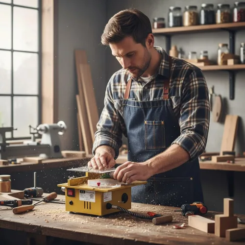 Vista 5 de Sierra de mesa portátil hecha a mano, torno de banco de carpintería, pulidora eléctrica, amoladora, sierra de corte, modelo de bricolaje