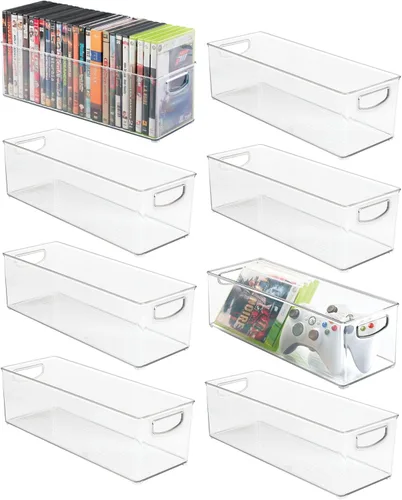 Vista 10 de mDesign Contenedor de almacenamiento doméstico para DVD, PS4 y Xbox Videojuegos, paquete de 2, grande, transparente