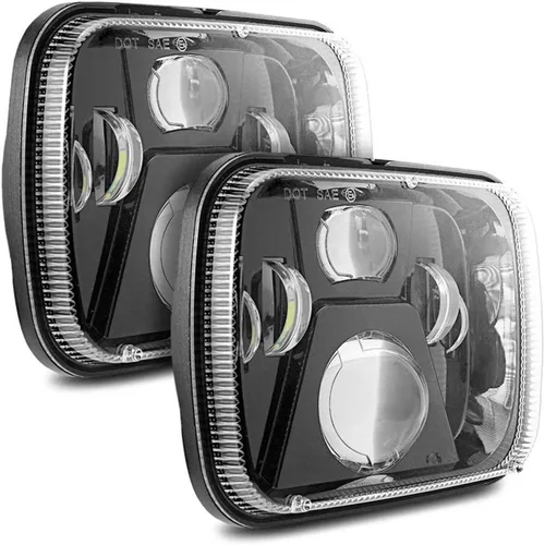 Auxbeam Faros delanteros LED de 5 x 7 x 6 pulgadas con haz alto y bajo aprobado por DOT H6054 6054 LED rectangular para Jeep Wrangler YJ Cherokee XJ