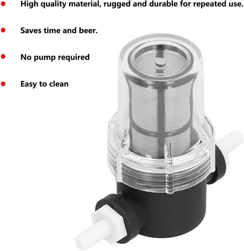Vista 4 de Pissente Beer Filter, Plastic Beer Inline Filter Strainer for Home Brewing 150 80 Mesh Water and Beer Filtering, Improves Taste Clarity and