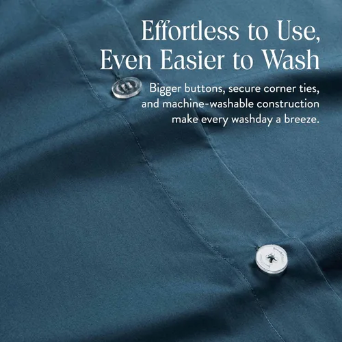 Vista 5 de Brooklinen Funda de edredón de percal de lujo, 100% algodón, fresca, nítida, lazos de esquina extralargos, cierre de botones, suave y transpirable