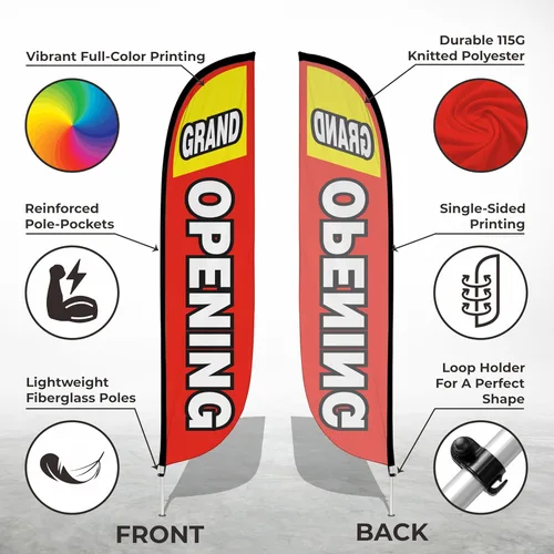 Vista 3 de LookOurWay - Kit de poste para bandera de plumas de 12 pies de altura con kit de poste de fibra de vidrio y estaca de suelo para promoción