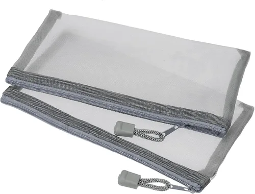 MECCANIXITY Bolsas de malla con cremallera, A6 de nailon con cremallera, bolsillos de almacenamiento para accesorios de oficina de viaje, color Gris