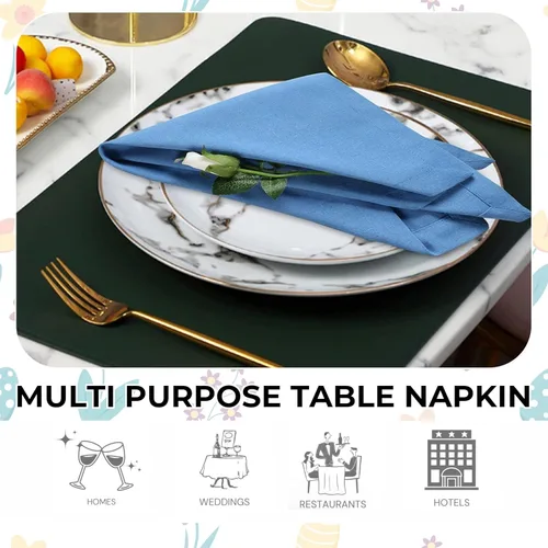 Vista 5 de Servilletas de tela para uso diario, 100% algodón, 18 x 18 pulgadas, color azul, servilletas de boda, servilletas de cóctel, servilletas de tela