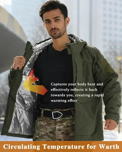 Vista 4 de WAHYI Men's Winter Thermal Jacket Waterproof Windproof Heat Reflective Lining Coat Outdoor Skiing Hiking Freezer Jackets