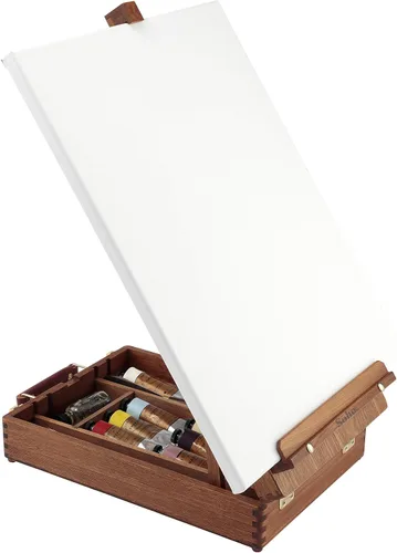 Vista 5 de Soho Urban Artist - Caja de bocetos y caballete de mesa, portátil, multimedia, ángulo ajustable con compartimentos de almacenamiento, acabado