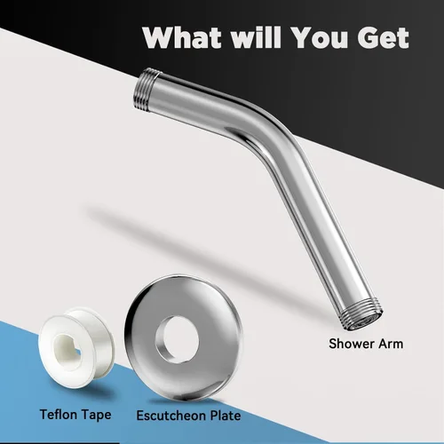 Vista 6 de MakeFit Brazo de ducha, brazo universal de tubo de ducha de 6 pulgadas con brida y cinta de teflón, brazo de extensión de acero inoxidable 304