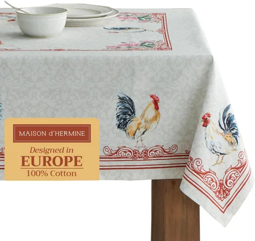 Vista 141 de Maison d' Hermine Table Cloth Rectangle Table 100% Cotton 70 x 120 Inches Fall Tablecloth Reusable Everyday Use for Thanksgiving Christmas
