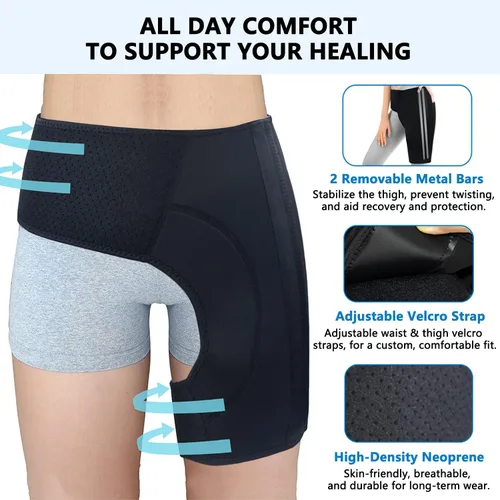 Vista 2 de Soporte de cadera para hombres y mujeres, soporte ajustable de compresión para la ingle, soporte de cadera para alivio del dolor de ciática
