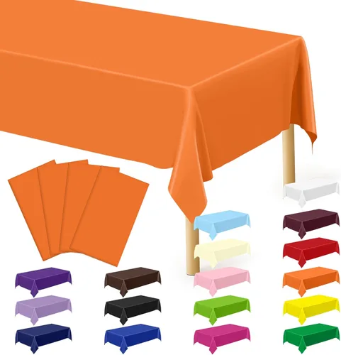 Vista 121 de QZYL 4 manteles de picnic con fundas de banco, manteles de plástico negro, 54 x 108 pulgadas, fundas rectangulares desechables impermeables