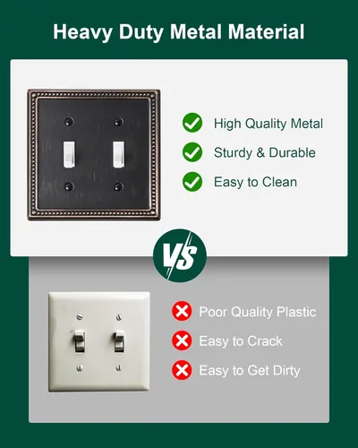 Vista 4 de Paquete de 2 cubiertas de placa de interruptor de luz de doble palanca, cubiertas decorativas de placa de doble interruptor Pearls, placa de pared