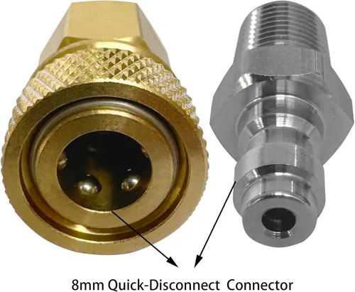 Vista 3 de Juego de conector hembra NPT de 1/8 y conector macho de 0.315 in de desconexión rápida, cobre - acero inoxidable - línea remota macho y hembra juego