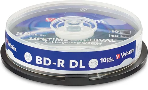 Vista 10 de Verbatim M DISC BD-R 25GB 4X con superficie de marca en blanco, medio de grabación Blu-Ray grabable – husillo de 25 unidades, azul