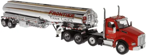 Vista 8 de Diecast Masters Kenworth T880 SBFA DayCab - Camión tractor tándem de eje empujador con Heil FD9300/DT-C4 remolque de petróleo y líneas de tanque