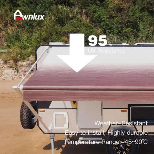 Vista 2 de Awnlux Toldo de repuesto de tela de vinilo impermeable para toldos, camping, tela de ajuste universal, protección solar UV, toldo para caravana