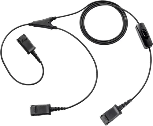 Vista 5 de VoiceJoy Cable de desconexión rápida para auriculares de centro de llamadas, adaptador divisor en Y, cable de supervisor de entrenamiento con botón