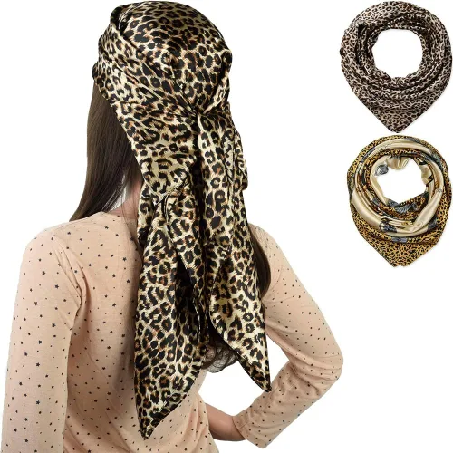corciova - Bufanda cuadrada grande para mujer, diadema sedosa para cabello rizado, lazo para dormir por la noche, bandana a la moda, 35 x 35 pulgadas