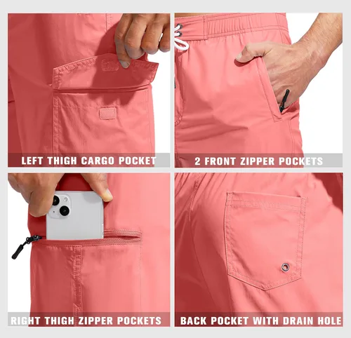 Vista 4 de Kayrth Traje de baño para hombre, de secado rápido, con 5 bolsillos, sin forro de malla