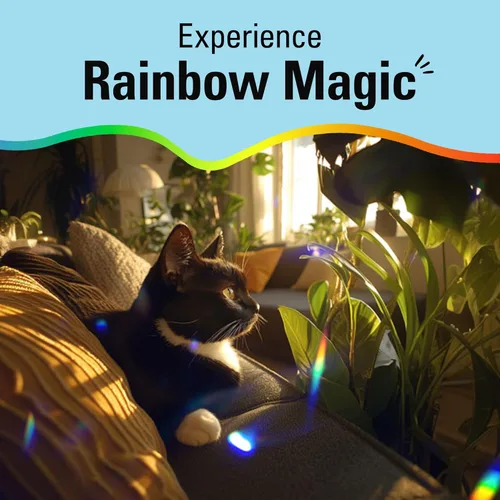 Vista 13 de Kikkerland Fabricante de arco iris con energía solar, atrapasoles de prisma, decoración divertida para ventanas del hogar, regalo único para Navidad