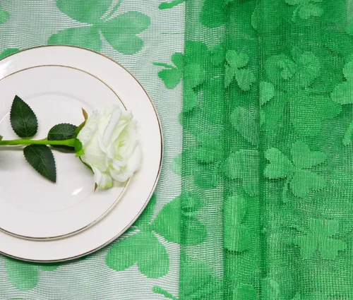 Vista 6 de asunflower Mantel rectangular de encaje con trébol verde, 60 x 84 pulgadas, para decoración de mesa del día de San Patricio con mantel bordado