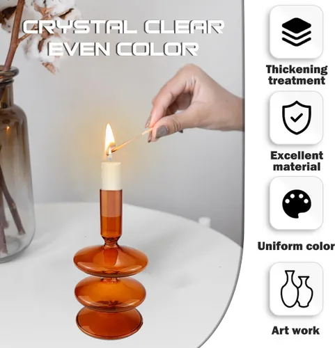 Vista 4 de Portavelas cónicos transparentes, portavelas de cristal, portavelas modernos para candelabros cónicos, centros de mesa de recepción de boda, Navidad