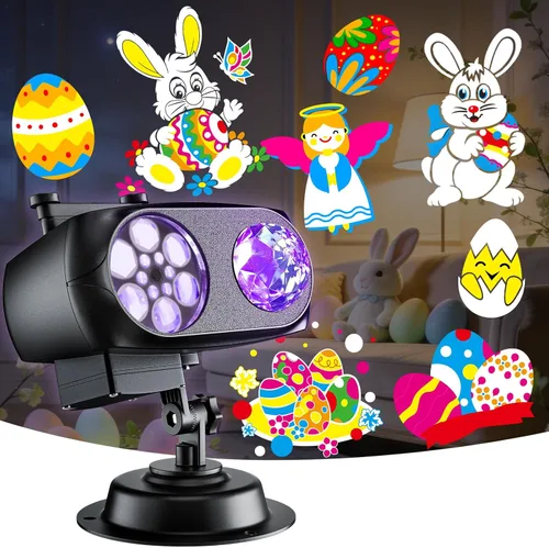 Vista 8 de Proyector de luces de Navidad más brillantes para exteriores, proyectores navideños actualizados 2025 con diapositivas de 19HD