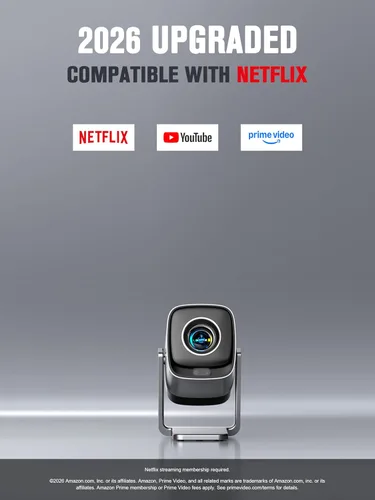 Vista 2 de Mini Proyector Compatible con Netflix y Enfoque en Tiempo Real TOF con WiFi y Bluetooth, Proyector Inteligente XuanPad con Soporte 4K, Audio Dolby