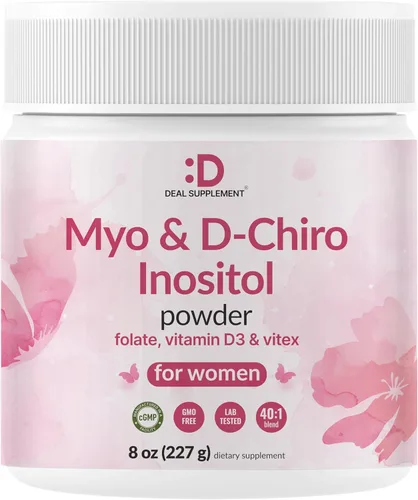 Myo-inositol y D-Chiro Inositol Suplemento en polvo para mujeres | Proporción 40:1 con metilfolato, vitamina D3 y Vitex | Apoya el equilibrio