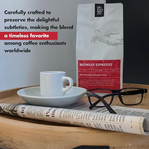 Vista 5 de Oren's Coffee - Mezcla de café espresso Beowulf en grano entero, tostado oscuro, 100% arábica de grado especial, citrona de chocolate amargo