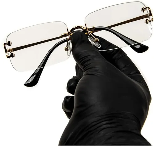 Cuadrado unisex sin marco de alambre dorado marco lujo moda vieja escuela retro 90's lente transparente hip hop rectángulo gafas para hombres mujeres