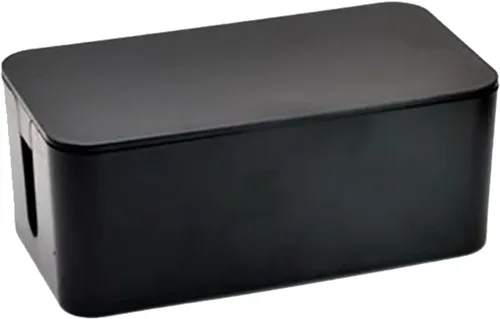 Vista 5 de Caja organizadora de cables, caja organizadora de cables para el hogar y la oficina, para cubrir y ocultar, regletas y cables, protector de Negro