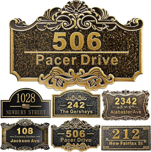 Vista 47 de Placa personalizada de dirección de casa de 12 pulgadas, números fundidos para exteriores, placa de señal de dirección personalizada con nombre