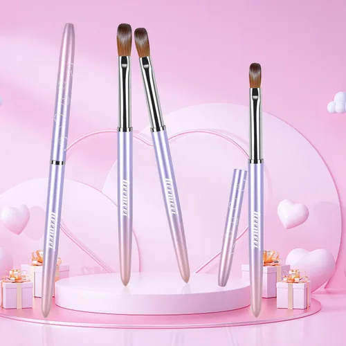 Vista 7 de Pincel para uñas acrílicas tamaño 8, 100% puro pincel de arte de uñas de Kolinsky, herramientas de diseño de polvo acrílico con mango resistente