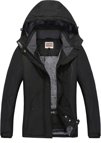 WULFUL - Chaqueta impermeable de esquí y nieve para mujer con capucha desmontable abrigo de invierno a prueba de viento para la montaña