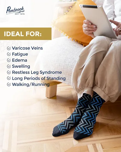 Vista 4 de Pembrook Calcetines de compresión ligeros para mujer, 6 pares, calcetines de compresión de algodón de 8-15 mmHg para mujer, soporte de circulación