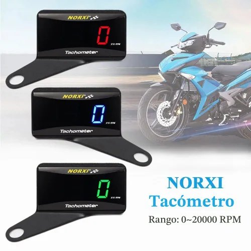 Vista 2 de Taquímetro Digital Universal Medidor RPM para Motocicleta y Auto, Impermeable, Electrónico (Azul)