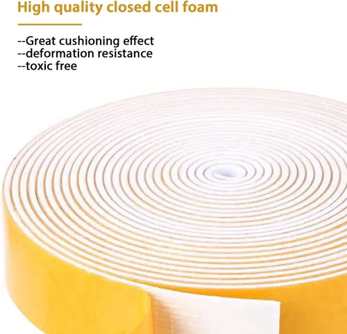 Vista 4 de Burlete de espuma con 2 rollos, 1 pulgada de ancho x 1/16 pulgadas de grosor, total de 26 pies de largo, tira de espuma con adhesivo