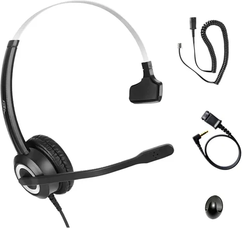 Vista 6 de Polycom - Auriculares para teléfono con cancelación de ruido, cable inferior RJ9 U10P compatible con teléfonos digitales Polycom VVX, Shoretel, Avaya