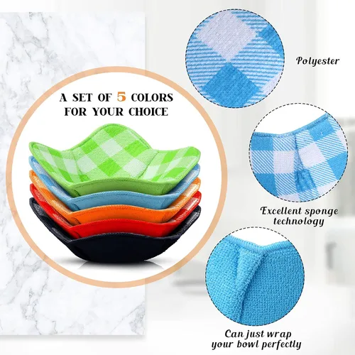 Vista 2 de Geiserailie 5 soportes para cuencos calientes aptos para microondas, multiusos, a prueba de calor, para evitar el calor de la mano y mantener