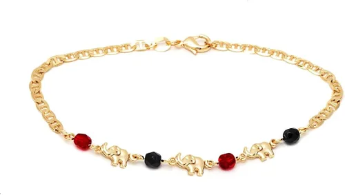 Vista 3 de Barzel Tobillera de elefante chapada en oro de 18 quilates para mujer fabricada en Brasil