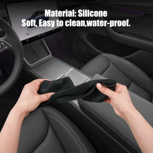 Vista 5 de frani Juego de portavasos (2 piezas) compatible con Tesla Model Y 2021-2026 y Juniper Refresh - Insertos de silicona premium para consola central