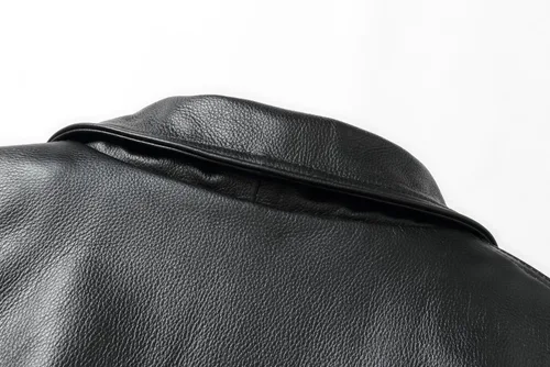 Vista 10 de REED Chaqueta de cuero genuino estilo americano para hombre