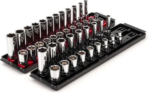 Vista 17 de TEKTON SHD91105 - Juego de llaves de vaso de 6 puntos con riel de 3/8 pulgadas de profundidad, 9 piezas (5/16 - 3/4 pulgadas)